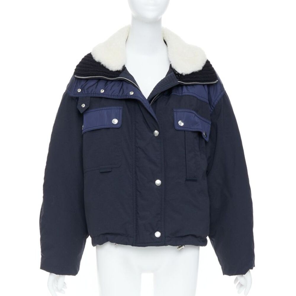 Isabel Marant Fur Trimmed Blue Bomber Jacket